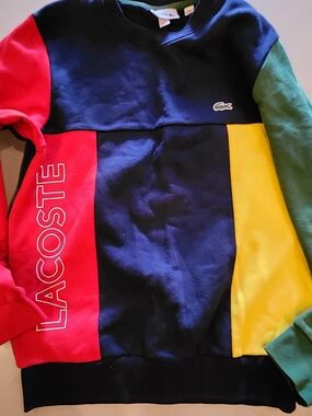 Lacoste Navy Pullover with Green Trim and White Tag